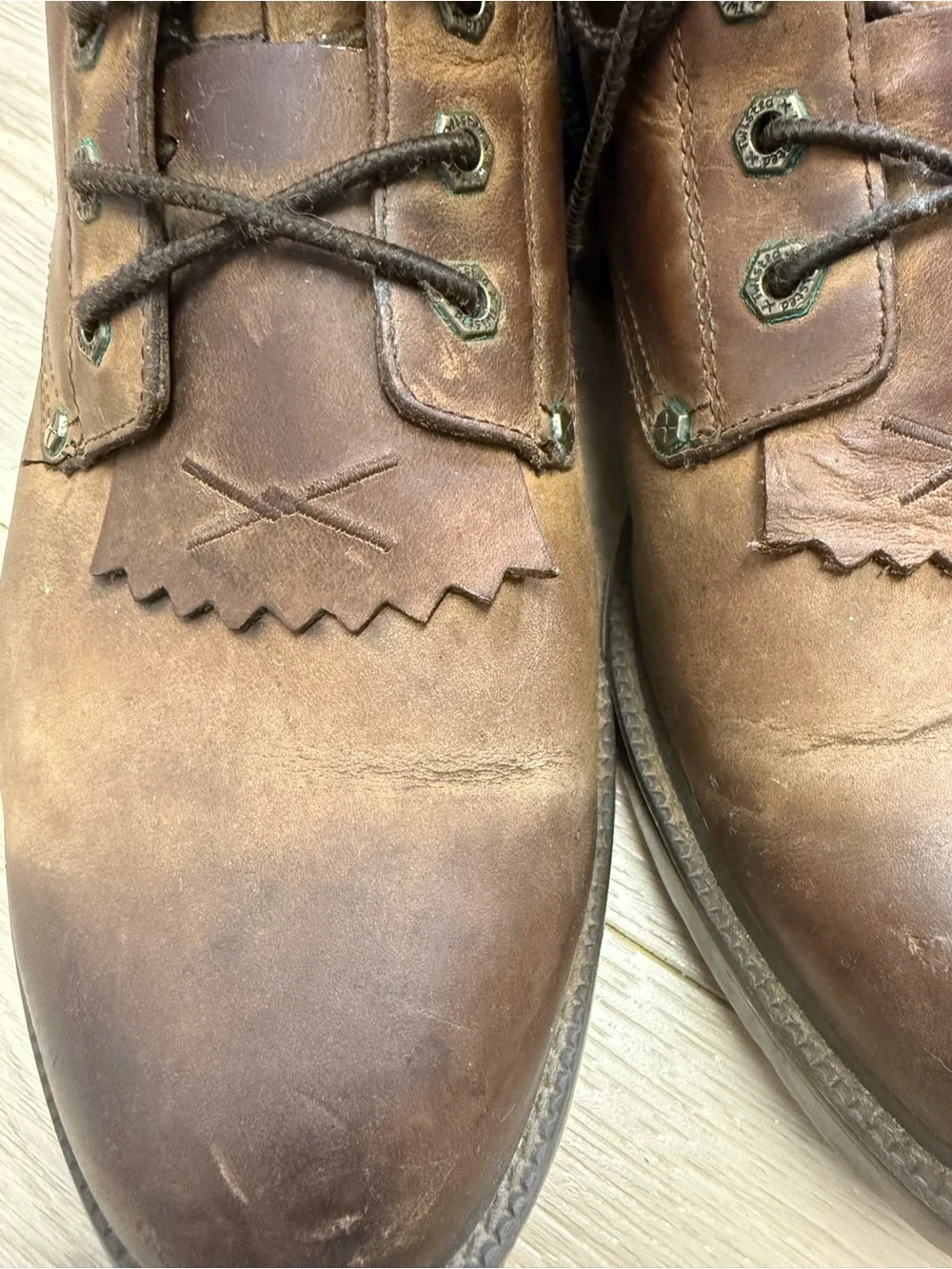 Twisted X Mens Brown Leather Kiltie Boots Lace Up Boots MWL0001 Size 10.5 EE